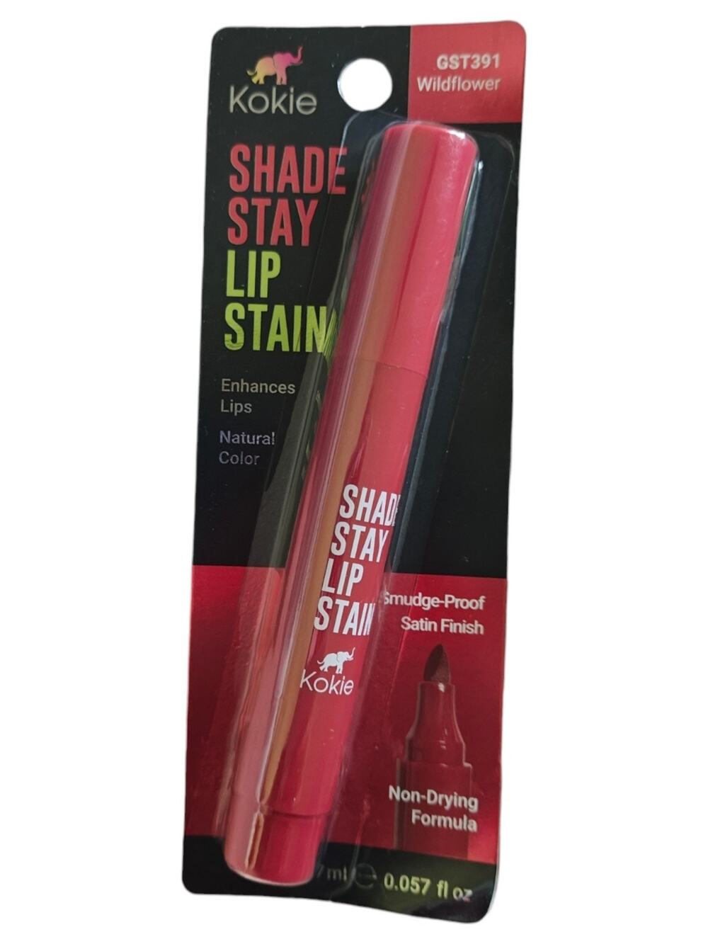Kokie Shade Stay Lip Stain WILDFLOWER Smudge-Proof Satin Finish Non-Drying 0.057
